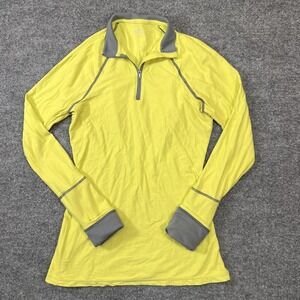 GhoDho Pullover Womens Medium Yellow 1/4 Zip Collared Long Sleeve Riding Top